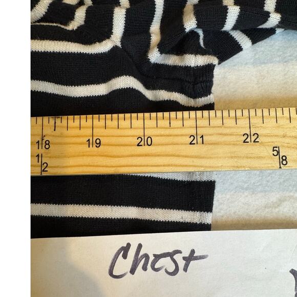 Lauren Ralph Lauren 1x women 100% cotton black white striped turtleneck academia - Picture 4 of 6